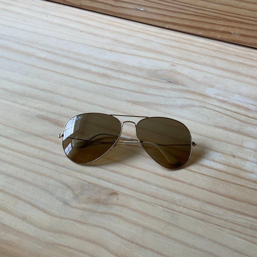RAY-BAN Gold and White Sunglasses